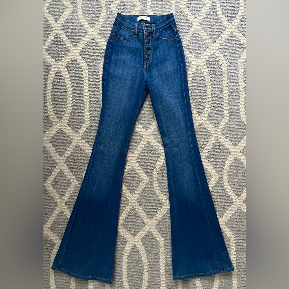 Vibrant high-waisted bell bottom jeans